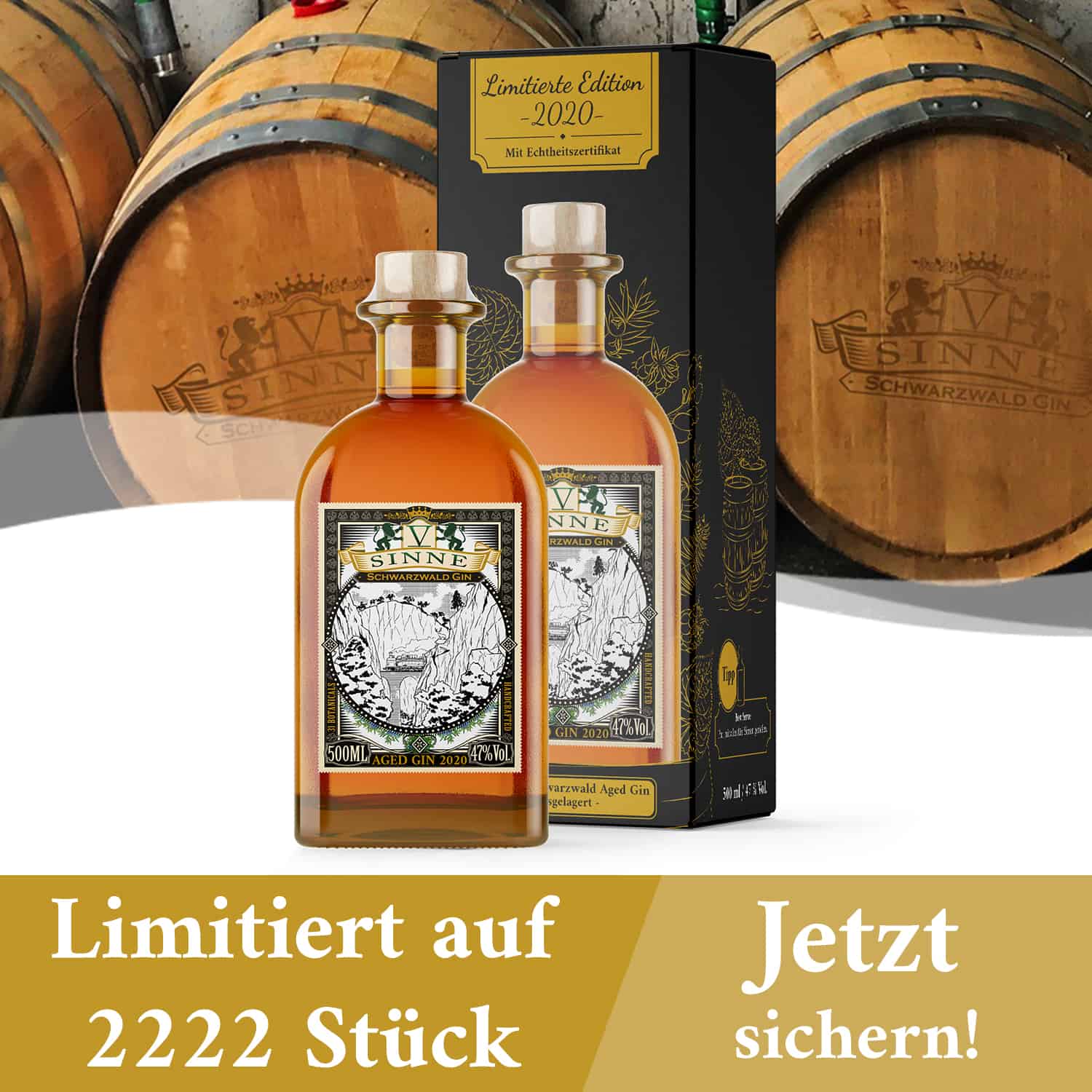 V-SINNE Aged Gin 2020 Barrique Fass Maulbeerbaum