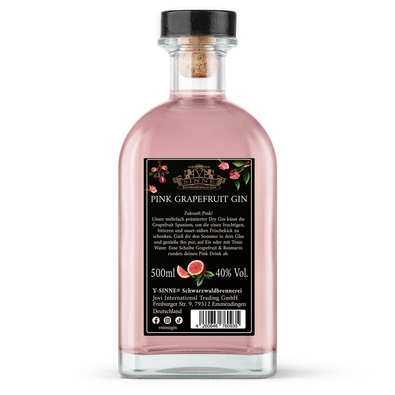 V-SINNE Gin kaufen 500 ml | online Pink Grapefruit Handmade jetzt